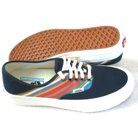 Vans Women's Authentic Sf Retro Stripes Dress Blues Canvas shoes Size 7 NWT - Picture 3 of 5